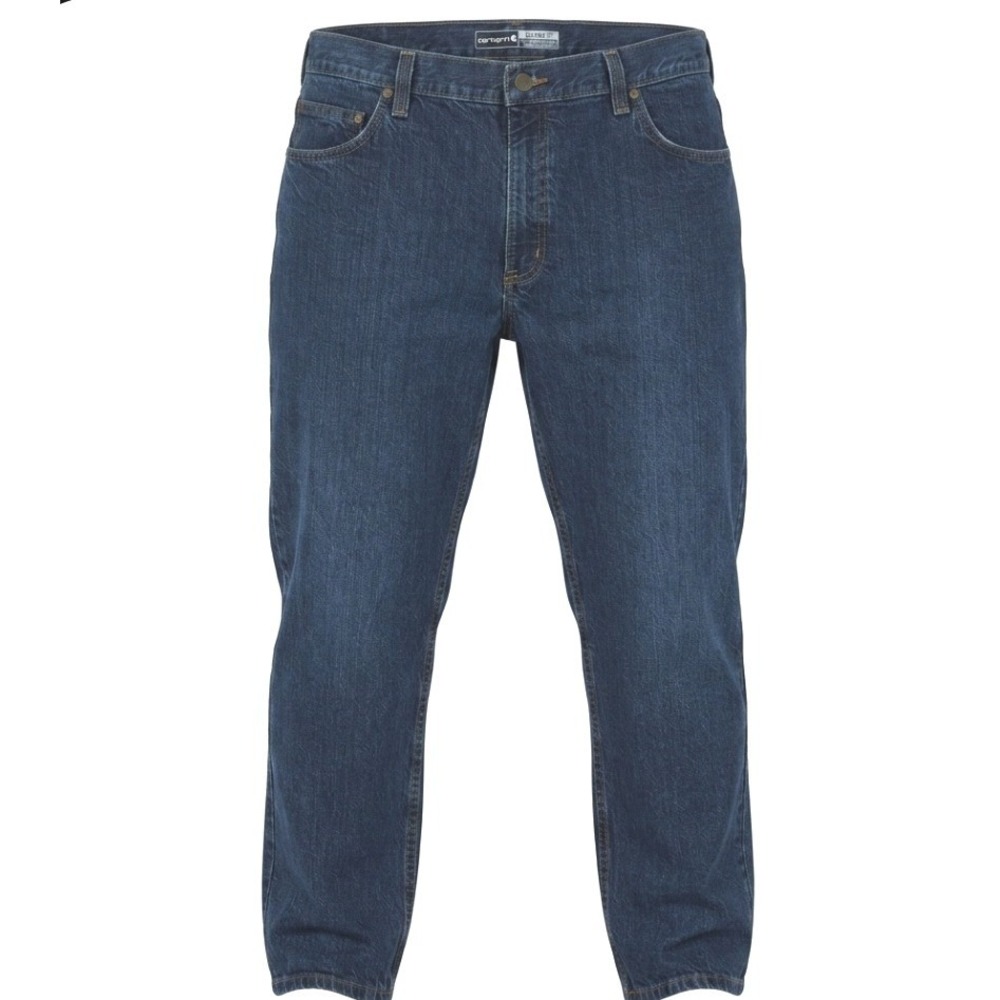 Carhartt Relaxed Fit Jeans Mens 40x32 Dark Blue BD5119-M Workwear Cotton Denim - Picture 1 of 10